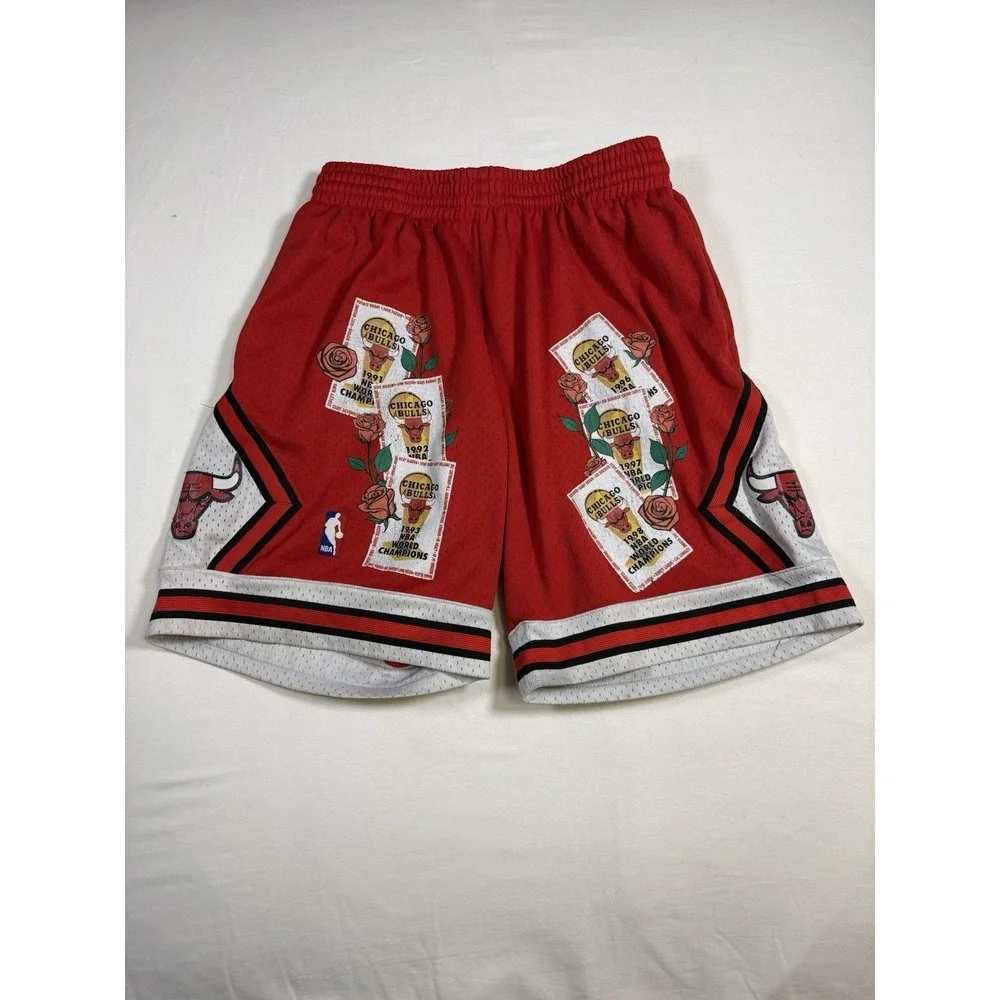 Mitchell & Ness Chicago Bulls Roses Banners Swingman Shorts Mens Size Large L